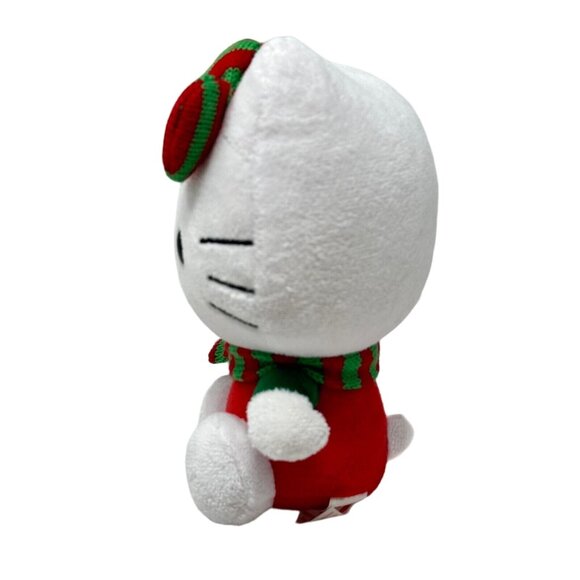 Ty Hello Kitty 2012 Christmas Red Green Stripe Bow Scarf Plush Beanie Toy 6 Inch - Picture 4 of 7